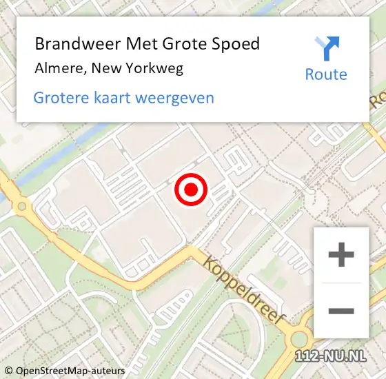 Locatie op kaart van de 112 melding: Brandweer Met Grote Spoed Naar Doesburg, New Yorkweg op 24 februari 2025 14:49