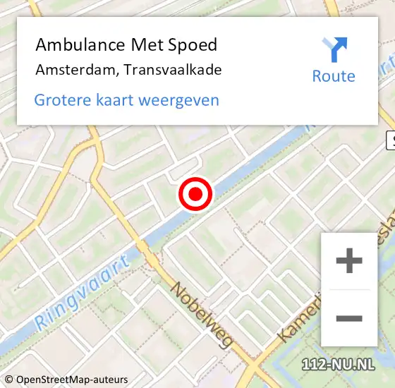 Locatie op kaart van de 112 melding: Ambulance Met Spoed Naar Amsterdam, Transvaalkade op 24 februari 2025 15:30