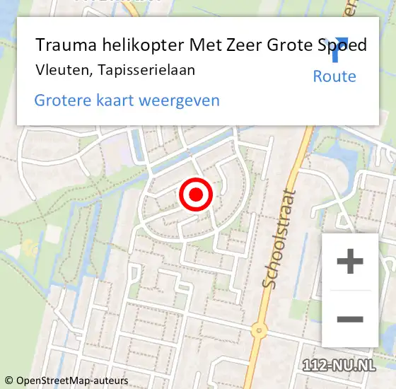 Locatie op kaart van de 112 melding: Trauma helikopter Met Zeer Grote Spoed Naar Vleuten, Tapisserielaan op 24 februari 2025 15:31