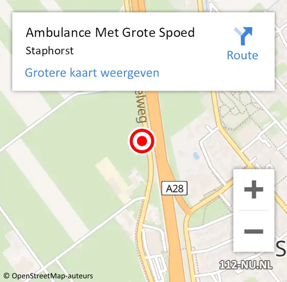 Locatie op kaart van de 112 melding: Ambulance Met Grote Spoed Naar Staphorst op 24 februari 2025 17:54
