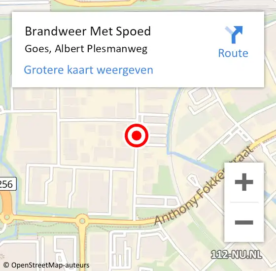 Locatie op kaart van de 112 melding: Brandweer Met Spoed Naar Goes, Albert Plesmanweg op 7 november 2014 18:33