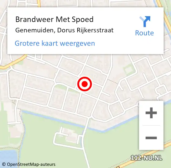 Locatie op kaart van de 112 melding: Brandweer Met Spoed Naar Genemuiden, Dorus Rijkersstraat op 24 februari 2025 18:42