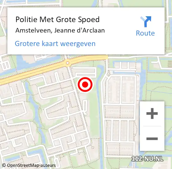 Locatie op kaart van de 112 melding: Politie Met Grote Spoed Naar Amstelveen, Jeanne d'Arclaan op 24 februari 2025 18:55