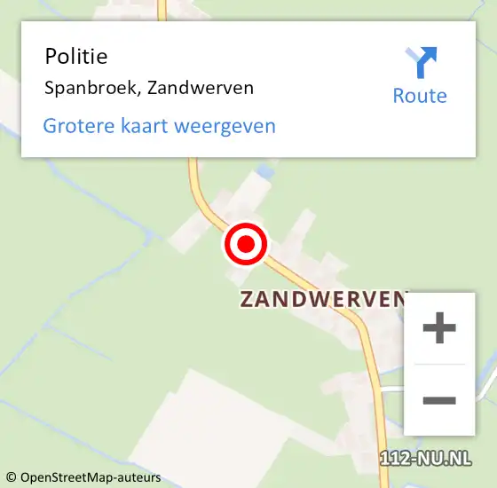 Locatie op kaart van de 112 melding: Politie Spanbroek, Zandwerven op 7 november 2014 18:54