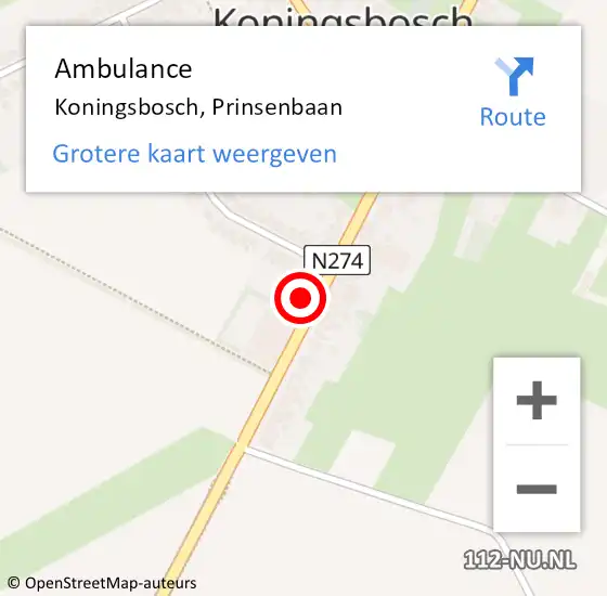 Locatie op kaart van de 112 melding: Ambulance Koningsbosch, Prinsenbaan op 7 november 2014 18:56