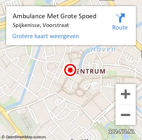 Locatie op kaart van de 112 melding: Ambulance Met Grote Spoed Naar Spijkenisse, Voorstraat op 24 februari 2025 23:22