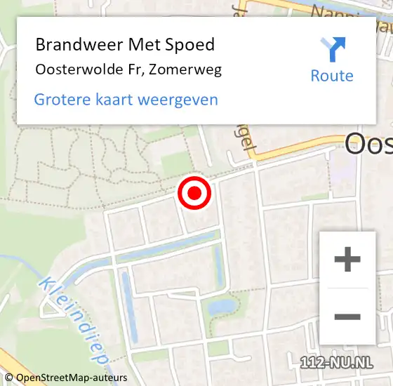 Locatie op kaart van de 112 melding: Brandweer Met Spoed Naar Oosterwolde Fr, Zomerweg op 20 oktober 2013 09:57