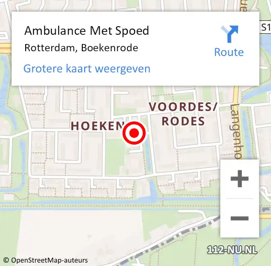 Locatie op kaart van de 112 melding: Ambulance Met Spoed Naar Rotterdam, Boekenrode op 25 februari 2025 09:35