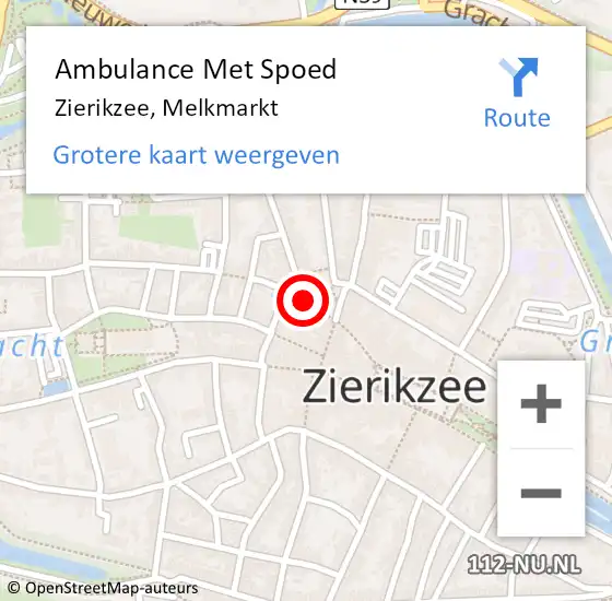 Locatie op kaart van de 112 melding: Ambulance Met Spoed Naar Zierikzee, Melkmarkt op 7 november 2014 19:50