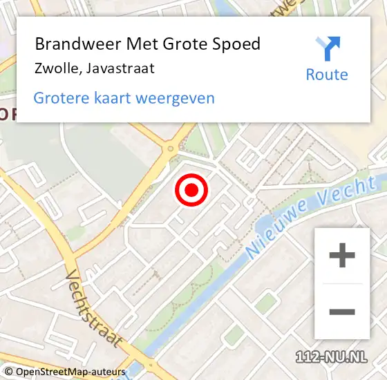 Locatie op kaart van de 112 melding: Brandweer Met Grote Spoed Naar Zwolle, Javastraat op 7 november 2014 20:01