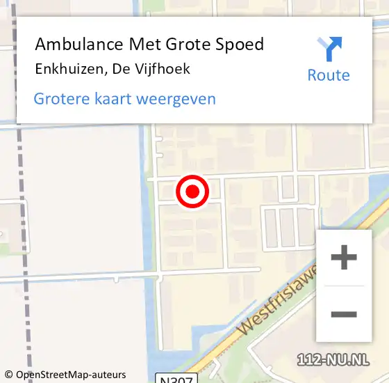 Locatie op kaart van de 112 melding: Ambulance Met Grote Spoed Naar Enkhuizen, De Vijfhoek op 25 februari 2025 12:40