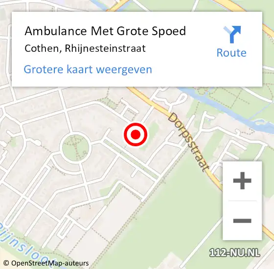 Locatie op kaart van de 112 melding: Ambulance Met Grote Spoed Naar Cothen, Rhijnesteinstraat op 20 oktober 2013 10:04