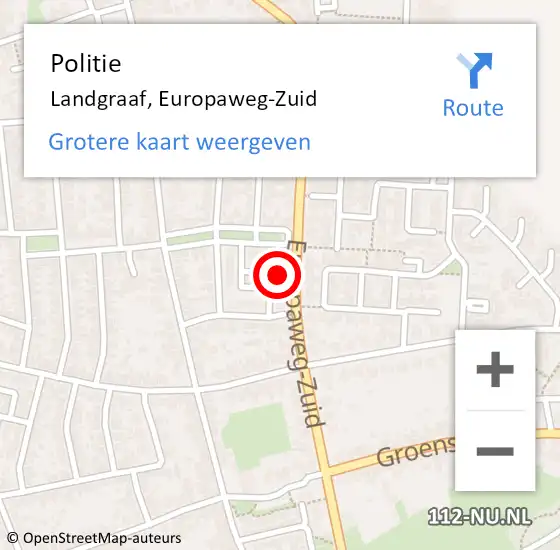 Locatie op kaart van de 112 melding: Politie Landgraaf, Europaweg-Zuid op 25 februari 2025 19:38