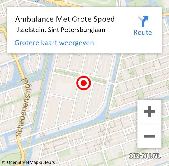 Locatie op kaart van de 112 melding: Ambulance Met Grote Spoed Naar IJsselstein, Sint Petersburglaan op 7 november 2014 21:16