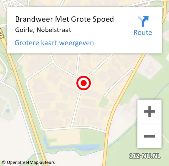 Locatie op kaart van de 112 melding: Brandweer Met Grote Spoed Naar Goirle, Nobelstraat op 25 februari 2025 22:40