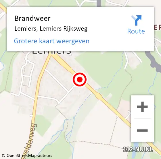 Locatie op kaart van de 112 melding: Brandweer Lemiers, Lemiers Rijksweg op 7 november 2014 21:47