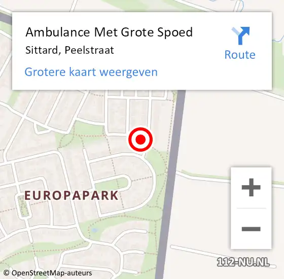 Locatie op kaart van de 112 melding: Ambulance Met Grote Spoed Naar Sittard, Peelstraat op 7 november 2014 21:51