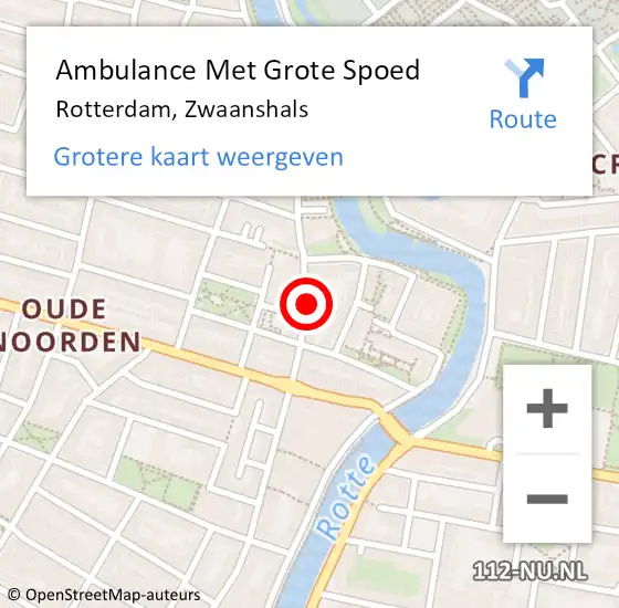 Locatie op kaart van de 112 melding: Ambulance Met Grote Spoed Naar Rotterdam, Zwaanshals op 26 februari 2025 09:07