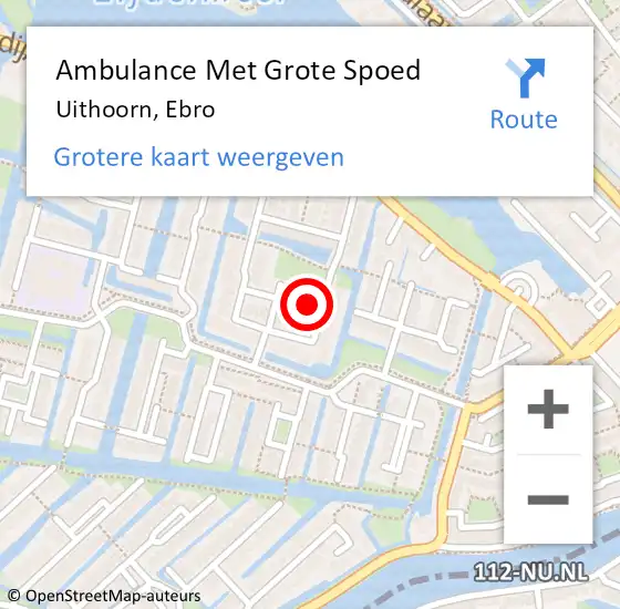 Locatie op kaart van de 112 melding: Ambulance Met Grote Spoed Naar Uithoorn, Ebro op 26 februari 2025 10:45