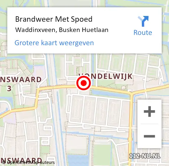 Locatie op kaart van de 112 melding: Brandweer Met Spoed Naar Waddinxveen, Busken Huetlaan op 26 februari 2025 12:34