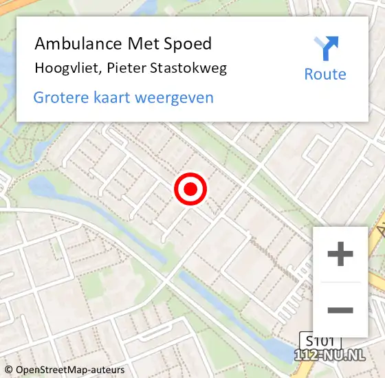 Locatie op kaart van de 112 melding: Ambulance Met Spoed Naar Hoogvliet, Pieter Stastokweg op 26 februari 2025 15:56