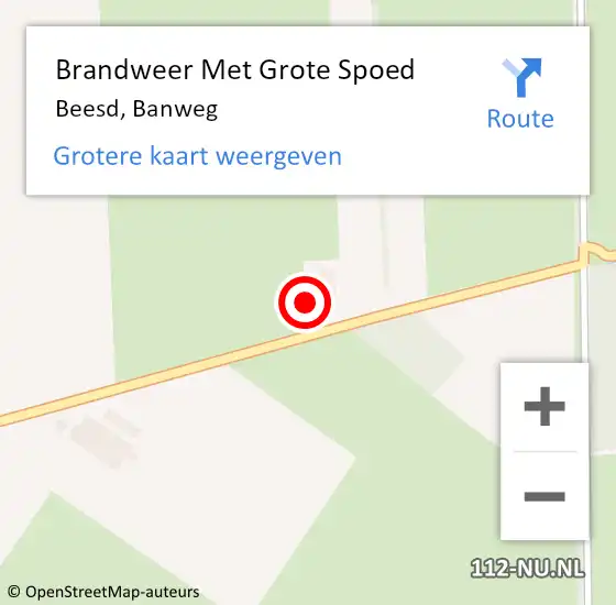 Locatie op kaart van de 112 melding: Brandweer Met Grote Spoed Naar Beesd, Banweg op 7 november 2014 23:47