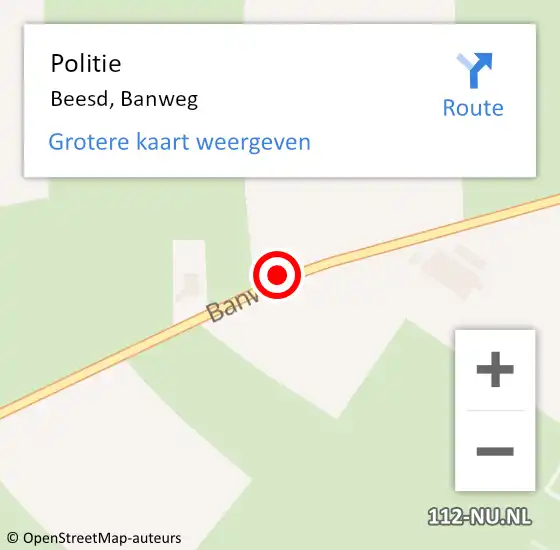 Locatie op kaart van de 112 melding: Politie Beesd, Banweg op 7 november 2014 23:47