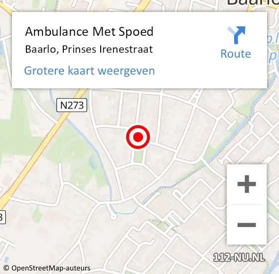 Locatie op kaart van de 112 melding: Ambulance Met Spoed Naar Baarlo, Prinses Irenestraat op 20 oktober 2013 10:18