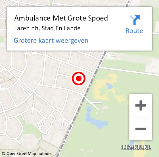 Locatie op kaart van de 112 melding: Ambulance Met Grote Spoed Naar Laren nh, Stad En Lande op 20 oktober 2013 10:24