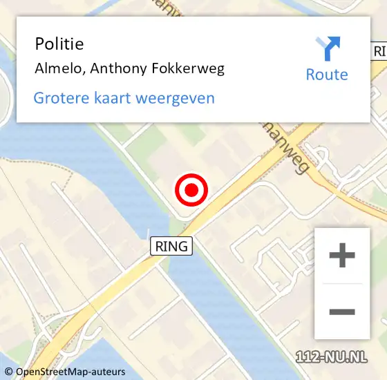 Locatie op kaart van de 112 melding: Politie Almelo, Anthony Fokkerweg op 27 februari 2025 08:23