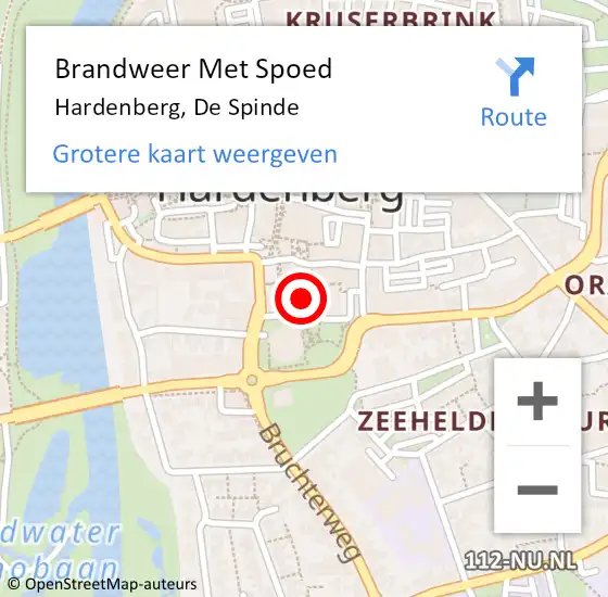 Locatie op kaart van de 112 melding: Brandweer Met Spoed Naar Hardenberg, De Spinde op 8 november 2014 02:04