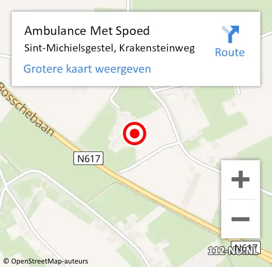 Locatie op kaart van de 112 melding: Ambulance Met Spoed Naar Sint-Michielsgestel, Krakensteinweg op 8 november 2014 02:11