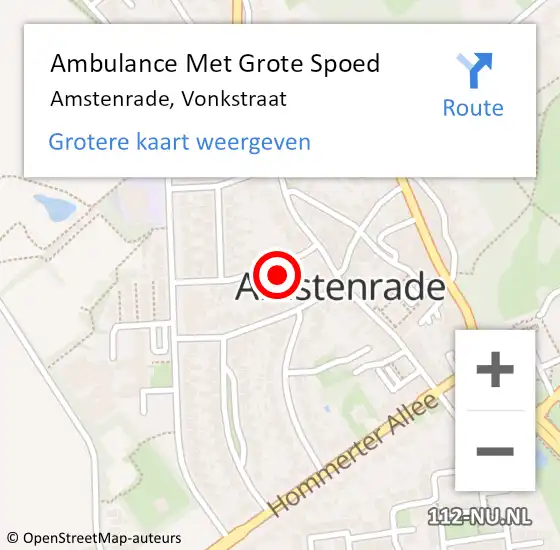 Locatie op kaart van de 112 melding: Ambulance Met Grote Spoed Naar Amstenrade, Vonkstraat op 8 november 2014 02:14