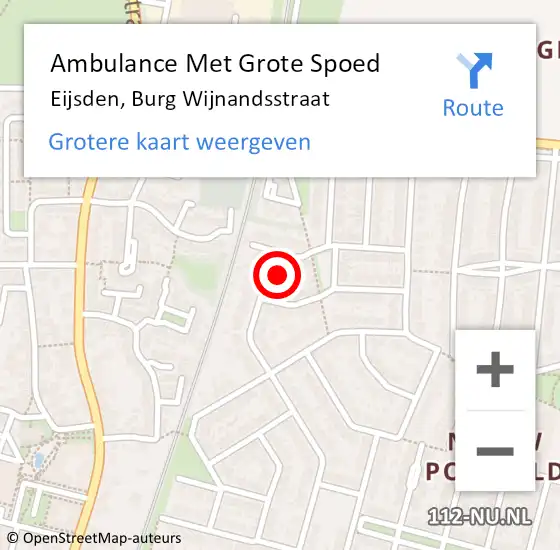 Locatie op kaart van de 112 melding: Ambulance Met Grote Spoed Naar Eijsden, Burg Wijnandsstraat op 8 november 2014 02:38