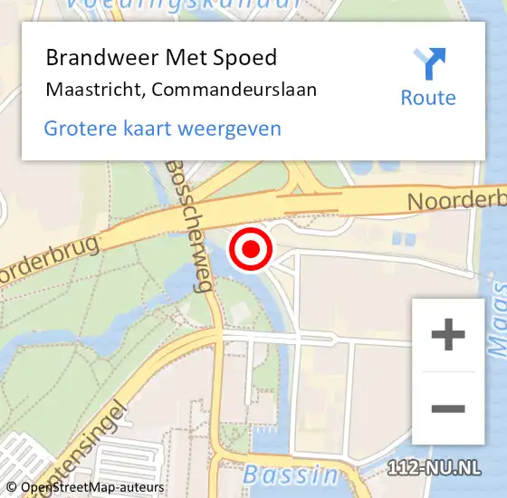 Locatie op kaart van de 112 melding: Brandweer Met Spoed Naar Maastricht, Commandeurslaan op 27 februari 2025 12:28