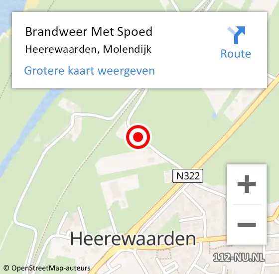 Locatie op kaart van de 112 melding: Brandweer Met Spoed Naar Heerewaarden, Molendijk op 20 oktober 2013 10:34