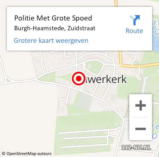 Locatie op kaart van de 112 melding: Politie Met Grote Spoed Naar Burgh-Haamstede, Zuidstraat op 27 februari 2025 18:19