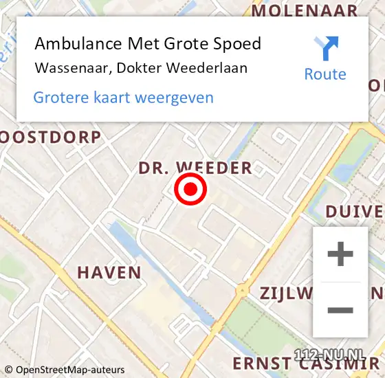 Locatie op kaart van de 112 melding: Ambulance Met Grote Spoed Naar Wassenaar, Dokter Weederlaan op 27 februari 2025 20:50