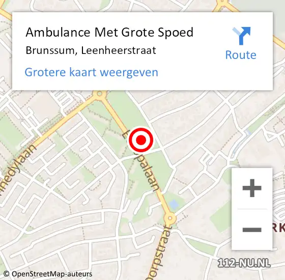 Locatie op kaart van de 112 melding: Ambulance Met Grote Spoed Naar Brunssum, Leenheerstraat op 8 november 2014 05:24