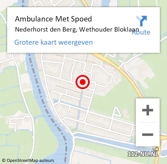 Locatie op kaart van de 112 melding: Ambulance Met Spoed Naar Nederhorst den Berg, Wethouder Bloklaan op 8 november 2014 06:32