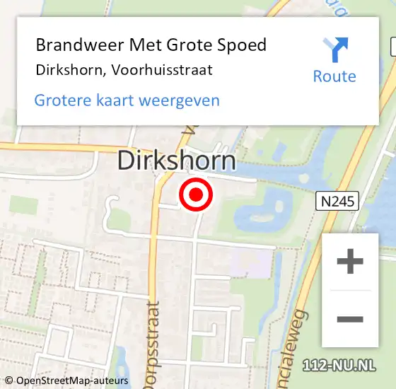 Locatie op kaart van de 112 melding: Brandweer Met Grote Spoed Naar Dirkshorn, Voorhuisstraat op 8 november 2014 06:53