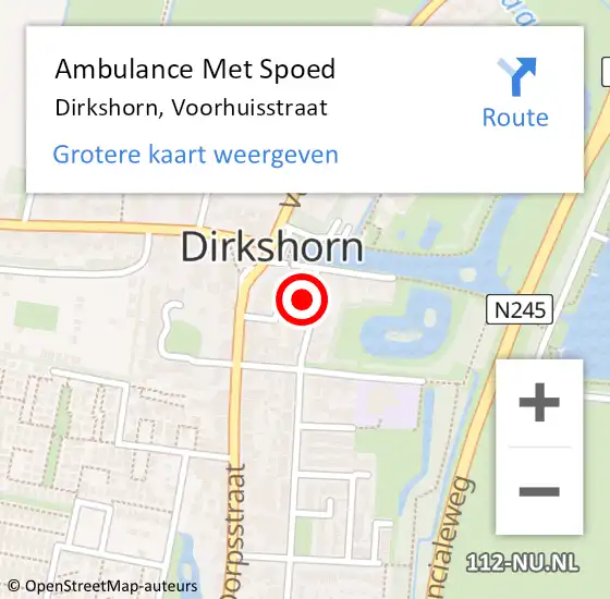 Locatie op kaart van de 112 melding: Ambulance Met Spoed Naar Dirkshorn, Voorhuisstraat op 8 november 2014 06:54