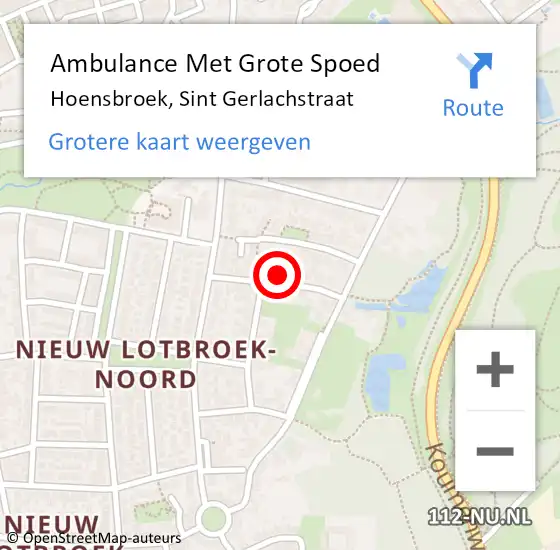 Locatie op kaart van de 112 melding: Ambulance Met Grote Spoed Naar Hoensbroek, Sint Gerlachstraat op 20 oktober 2013 10:41