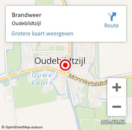 Locatie op kaart van de 112 melding: Brandweer Oudebildtzijl op 8 november 2014 07:22
