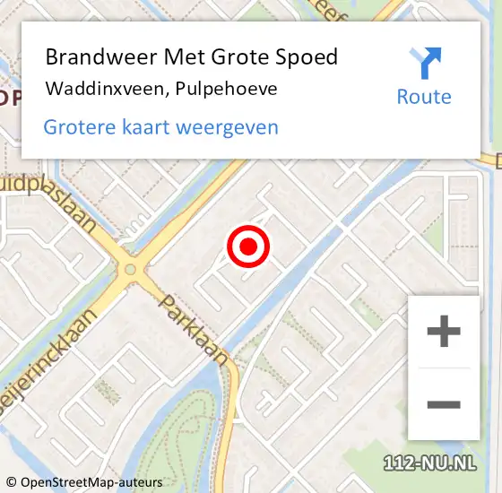 Locatie op kaart van de 112 melding: Brandweer Met Grote Spoed Naar Waddinxveen, Pulpehoeve op 28 februari 2025 12:22