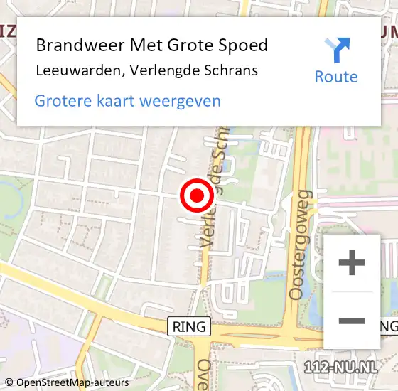 Locatie op kaart van de 112 melding: Brandweer Met Grote Spoed Naar Leeuwarden, Verlengde Schrans op 28 februari 2025 14:24