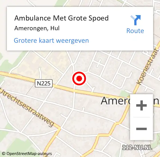 Locatie op kaart van de 112 melding: Ambulance Met Grote Spoed Naar Amerongen, Hul op 8 november 2014 08:42