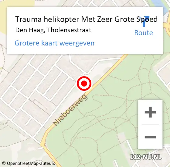 Locatie op kaart van de 112 melding: Trauma helikopter Met Zeer Grote Spoed Naar Den Haag, Tholensestraat op 28 februari 2025 14:56