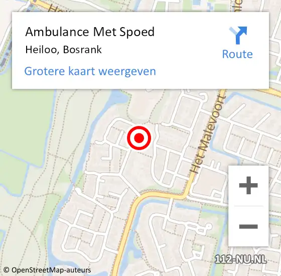 Locatie op kaart van de 112 melding: Ambulance Met Spoed Naar Heiloo, Bosrank op 28 februari 2025 18:11