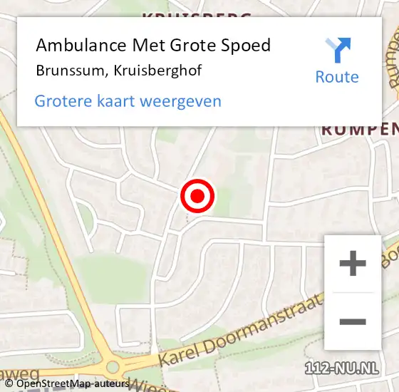 Locatie op kaart van de 112 melding: Ambulance Met Grote Spoed Naar Brunssum, Kruisberghof op 8 november 2014 09:22